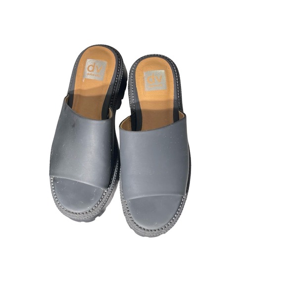 DV Dolce Vita Black Lug Sole Platform Slide Sandals Womens Size 7 Chunky Mules - Picture 2 of 6